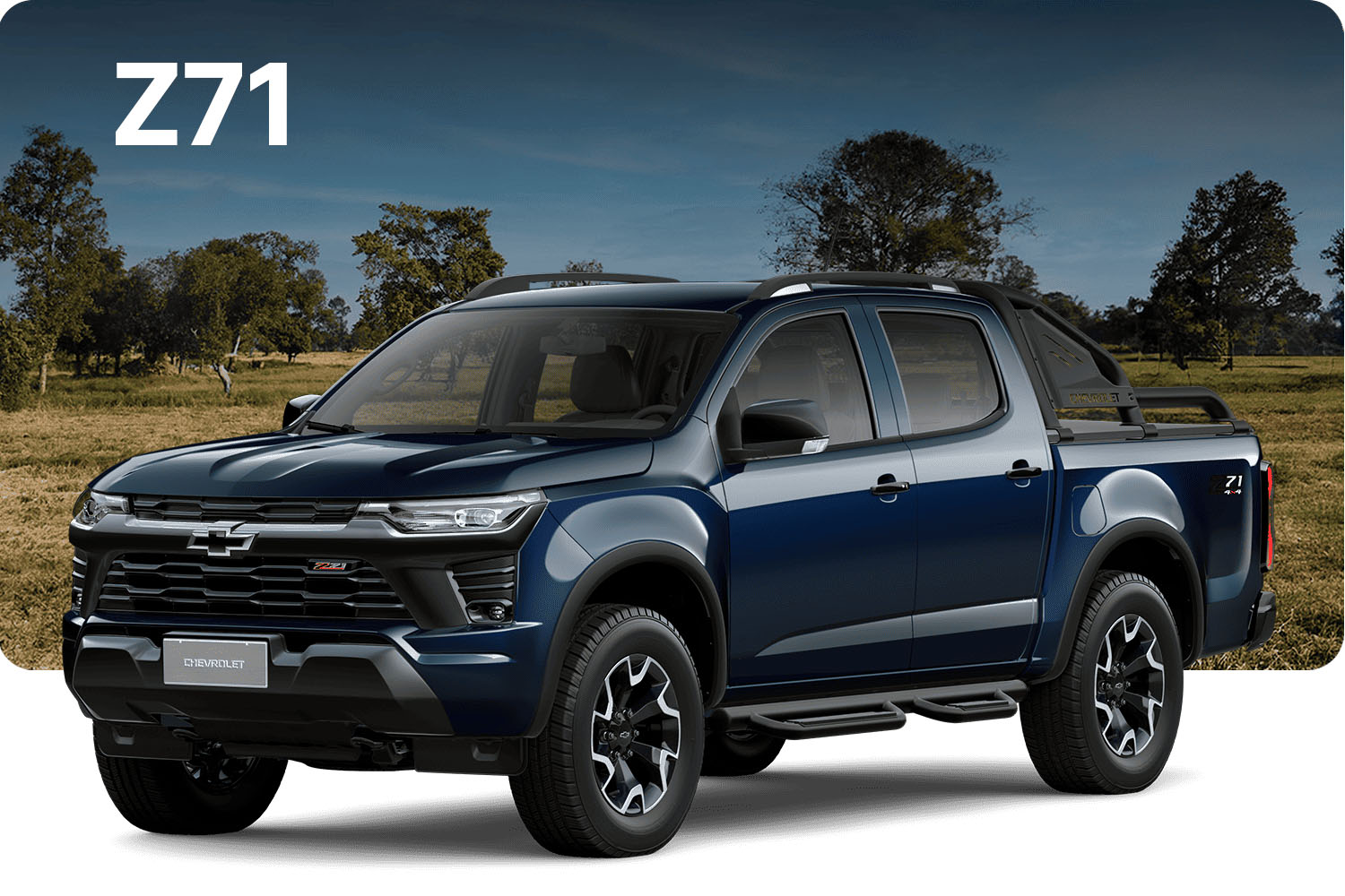 Chevrolet Colorado Z71 color azul vista lateral